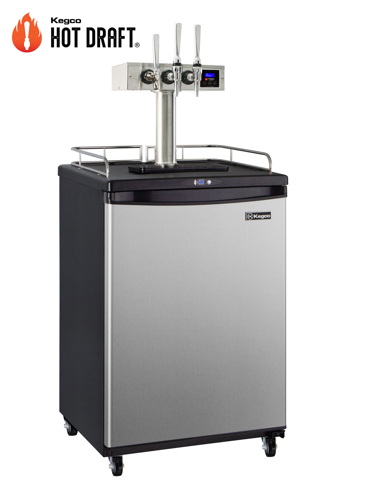 Kegco Z163-HDT-3S Triple Faucet Digital Hot Draft Tap Coffee Keg Dispenser - Stainless Steel