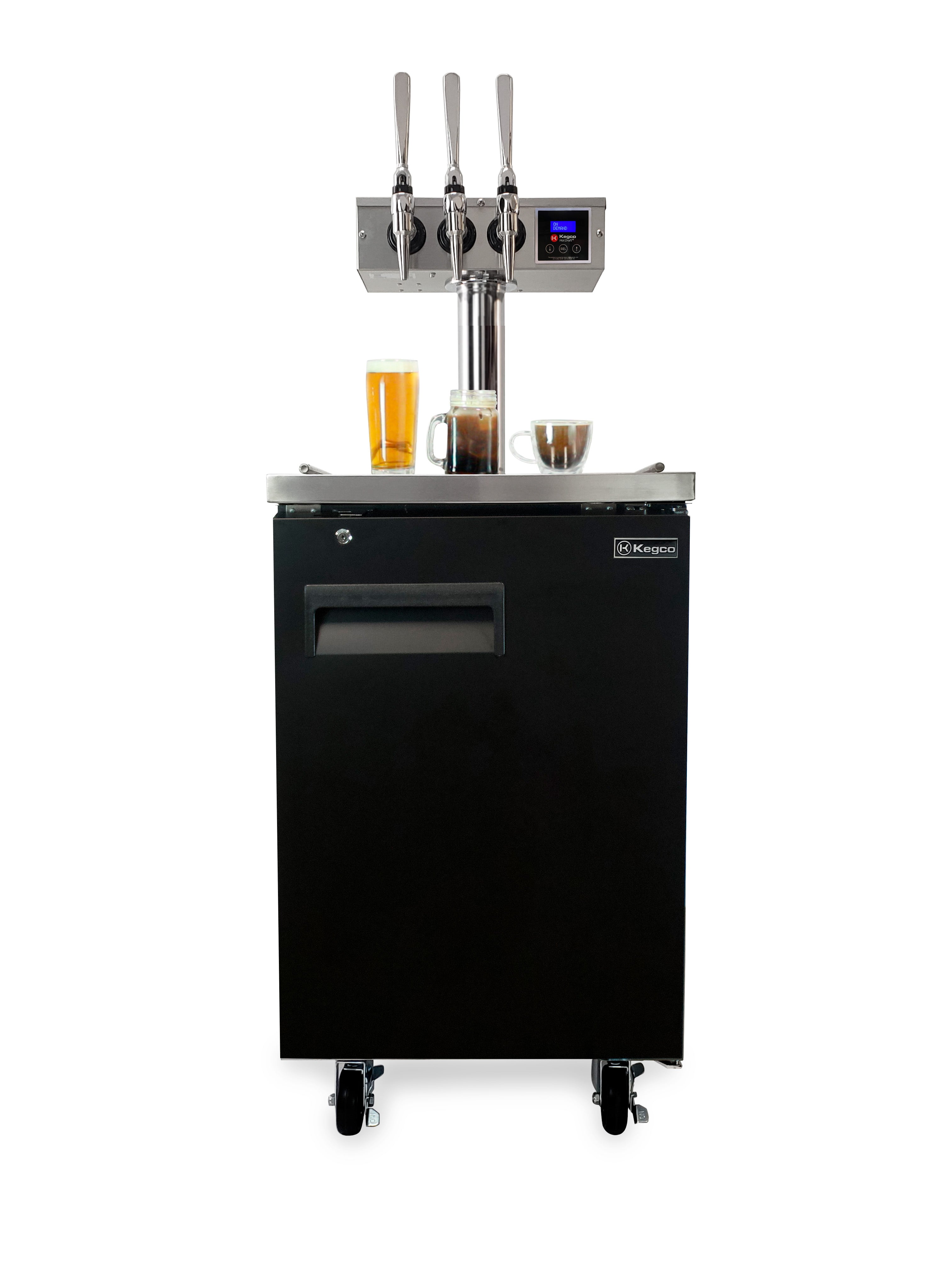 Kegco XCK-HDT-3B &reg; Triple Faucet Commercial Kegerator Hot Draft Tap Coffee Keg Dispenser - Black