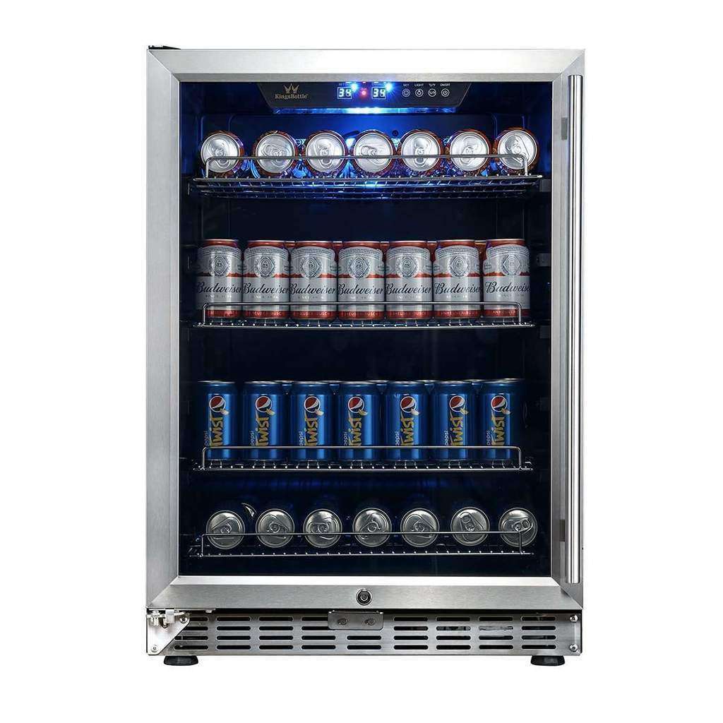 KingsBottle KBUSF54B 24 inch Beverage Refrigerator | Triple Glassdoor With Two Low-E