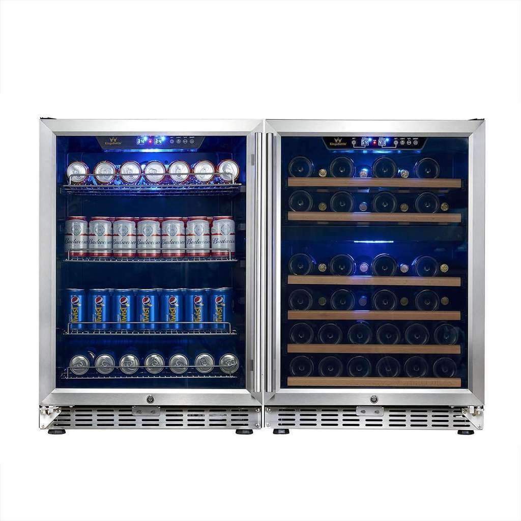 KingsBottle KBUSF54BW 48" 3-Zone LOW E Glass Beverage and Wine Cooler COMBO