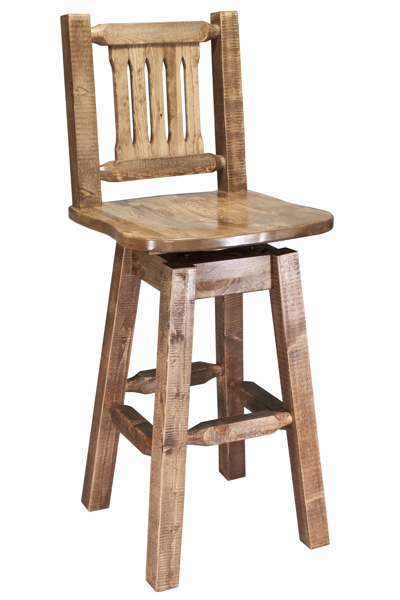 Montana Woodworks Homestead Collection Wood Barstool w/ Back & Swivel