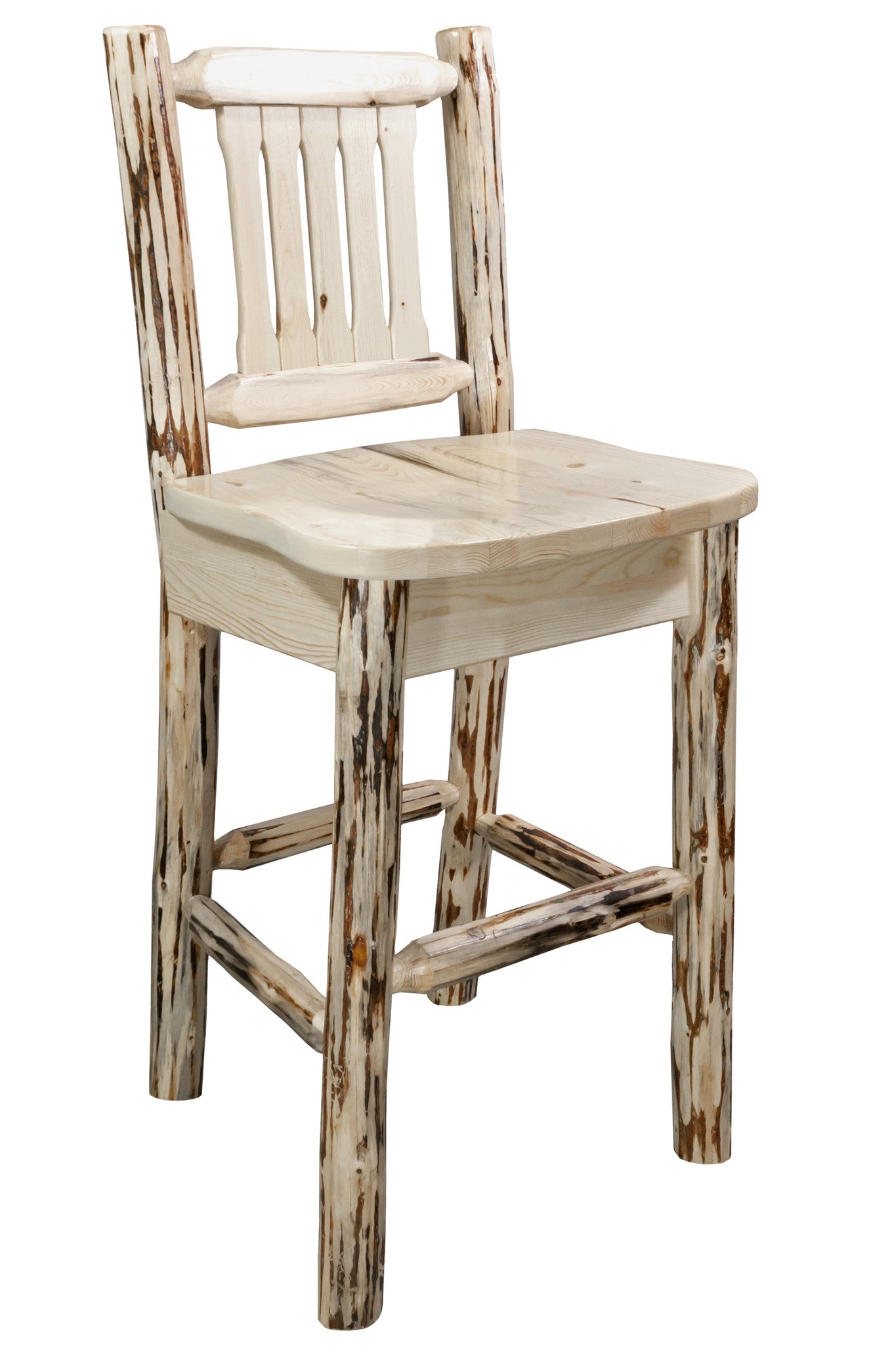 Montana Woodworks Collection Barstool w/ Back, Ergonomic Wooden Seat