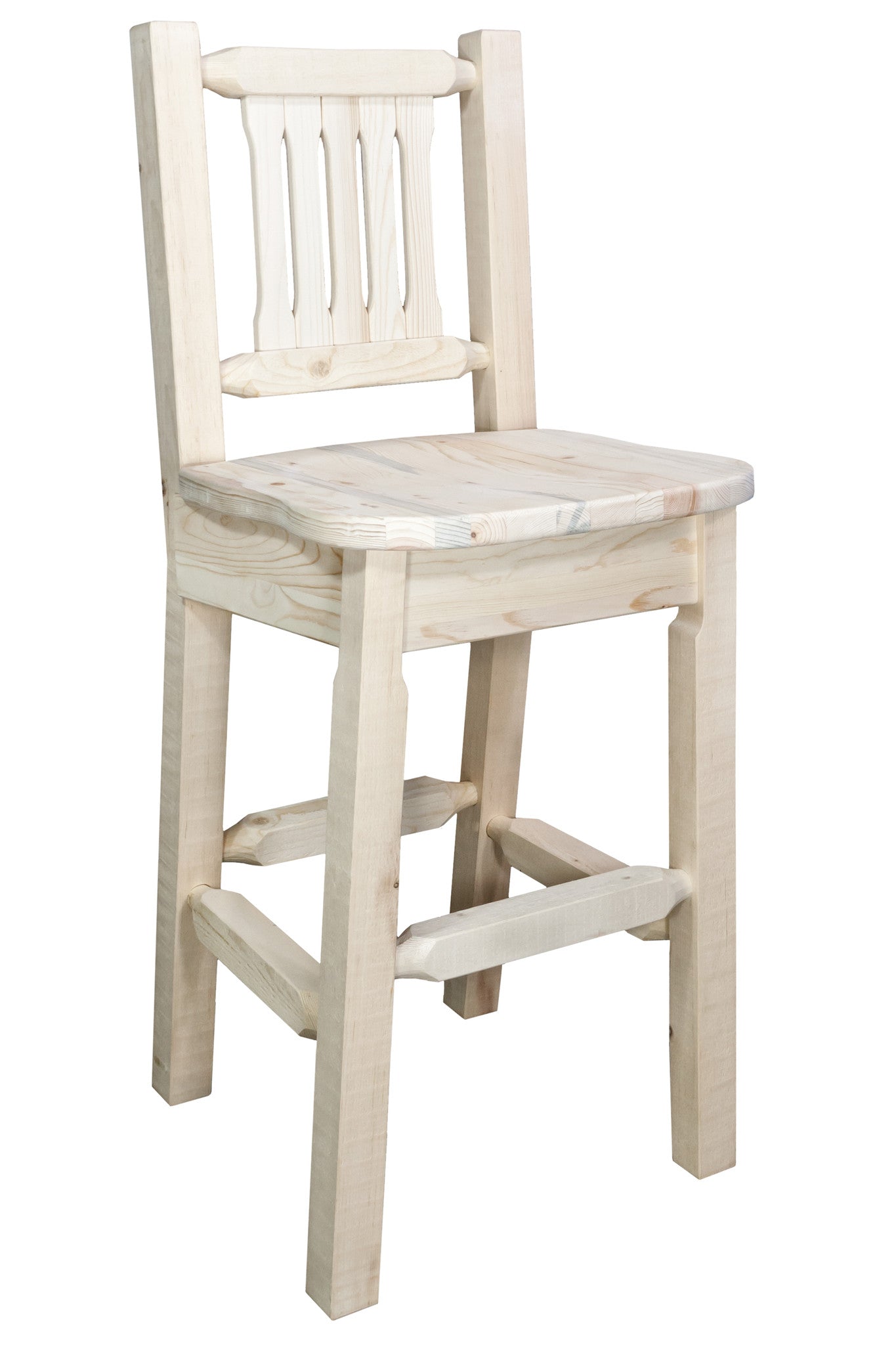 Montana Woodworks Homestead Collection Wood Barstool w/ Back w/ Ergonomic Wooden Seat