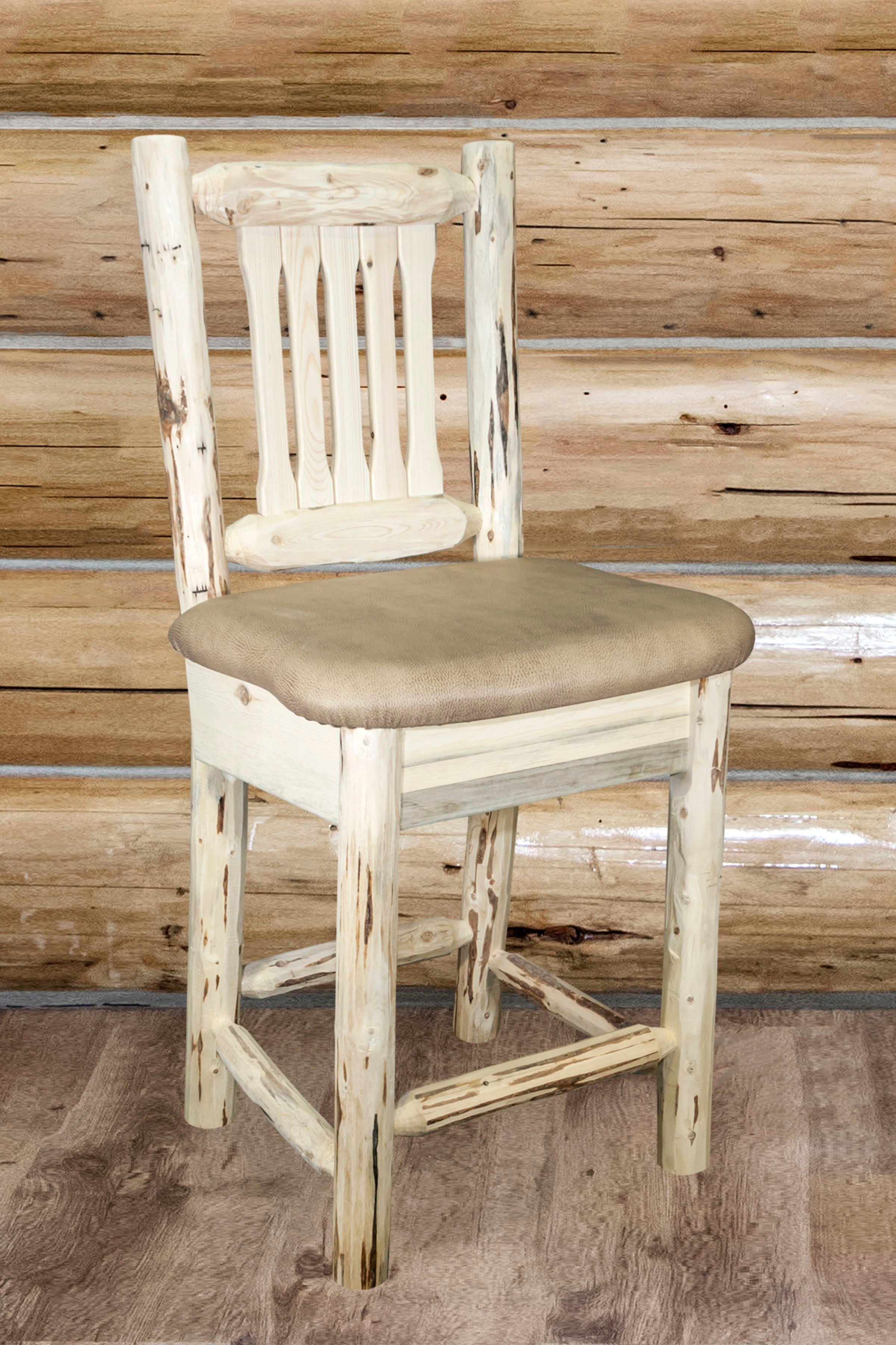 Montana Woodworks Montana Collection Counter Height Barstool w/ Back - Buckskin Upholstery