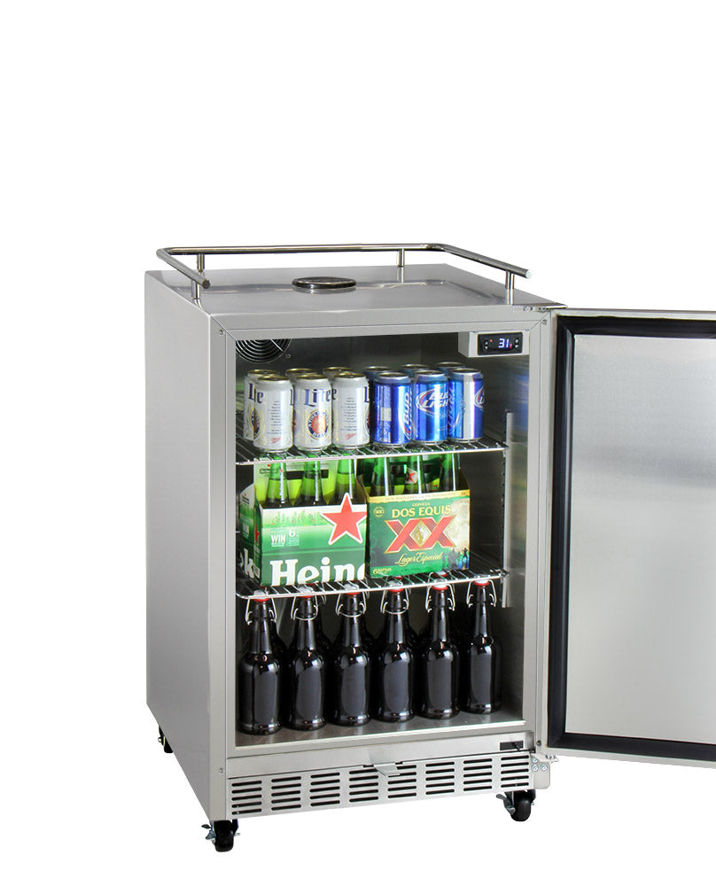 Dual Faucet Digital Commercial Outdoor Kegerator - Stainless Steel