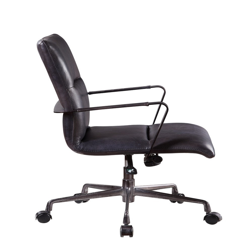 Benzara BM204586 5 Star Base Faux Leather Upholstered Wooden Office Chair