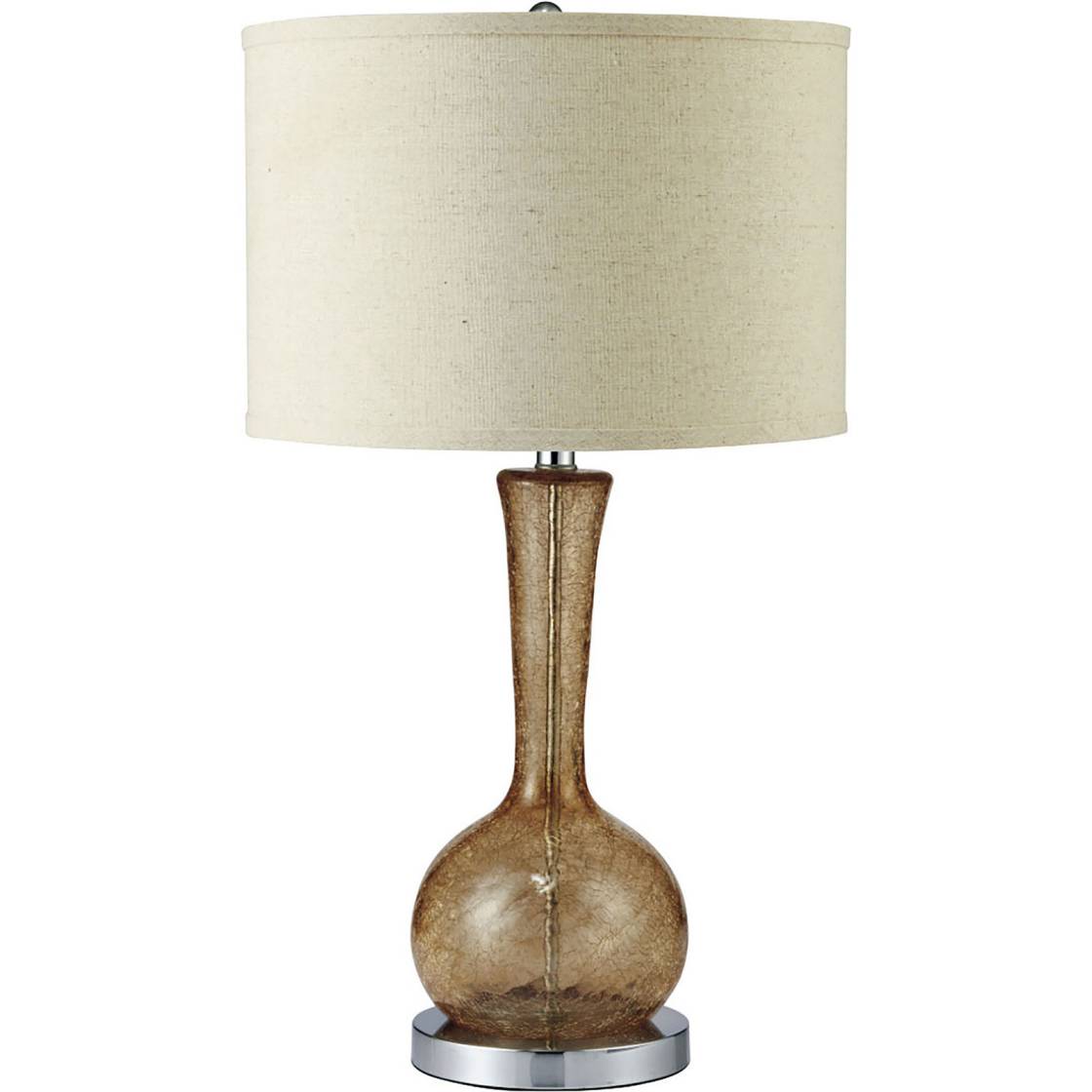 Florence Flask Shaped Table Lamp With Drum Shade, Silver And Brown By Benzara