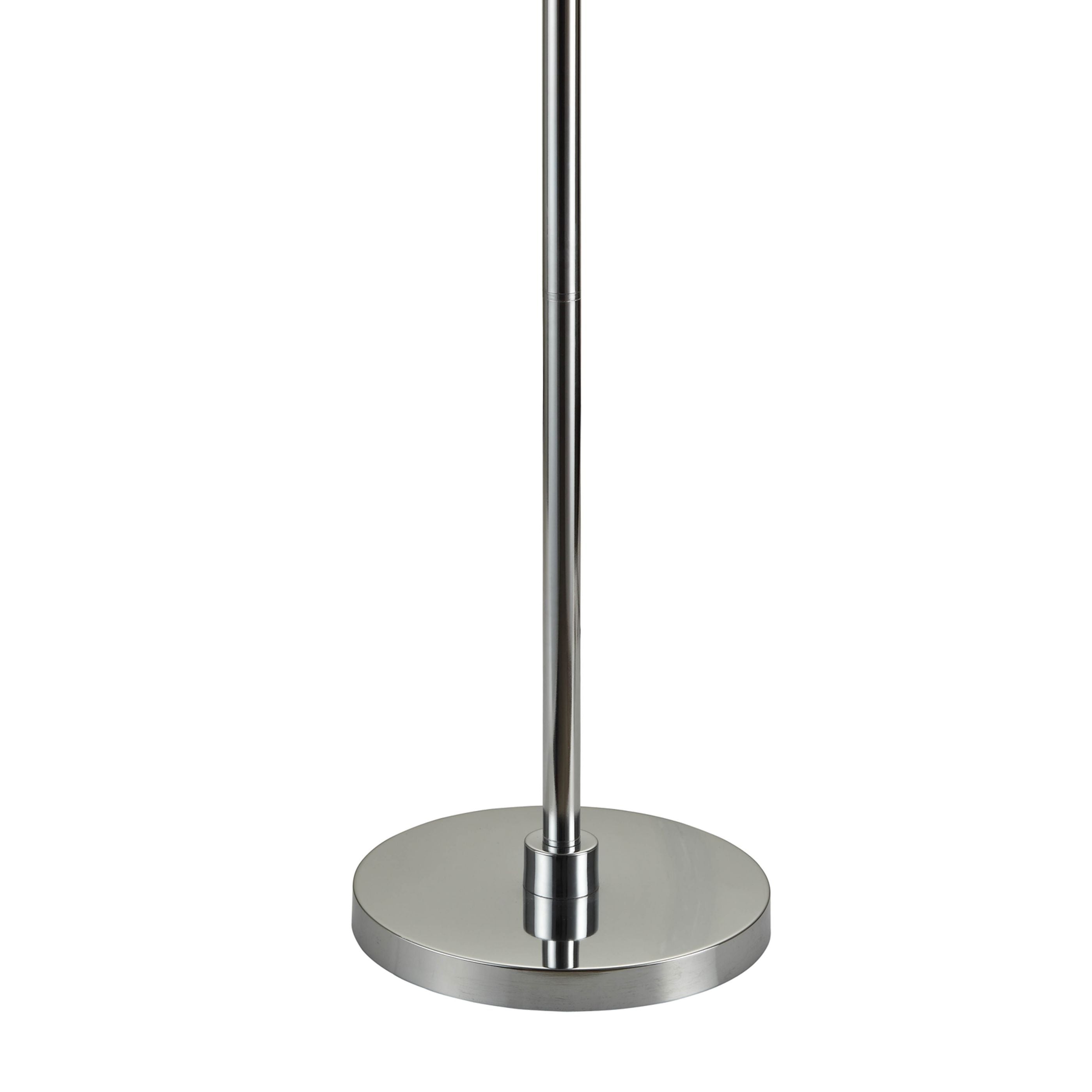 Round Fabric Wrapped Floor Lamp With Crystal Inlay, Gray And Silver By Benzara