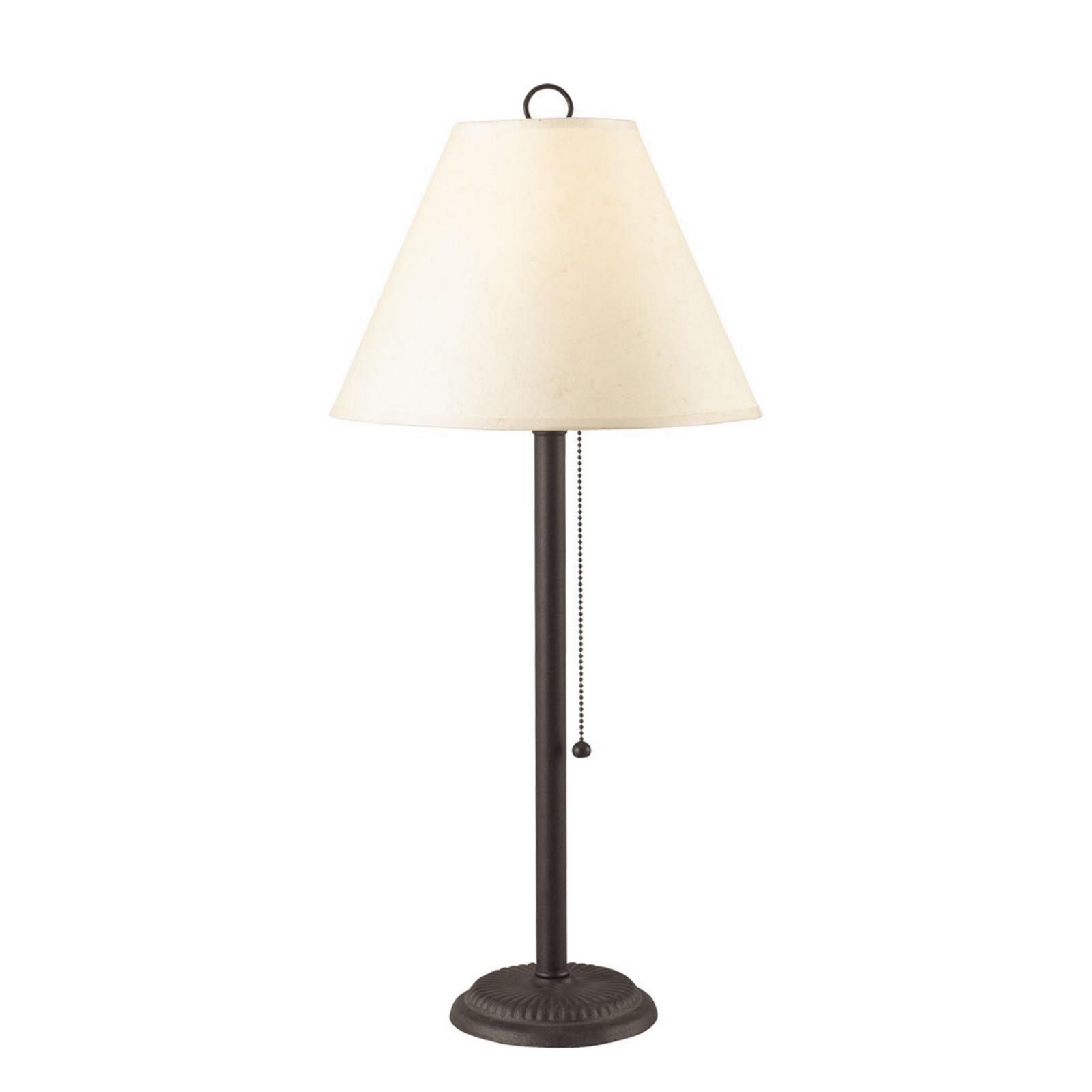Paper Shade Metal Table Lamp With Pull Chain Switch,Set Of 4,White And Black By Benzara