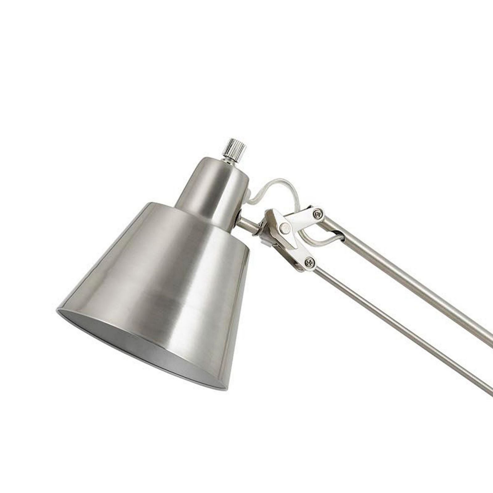 60W Metal Task Lamp With Adjustable Arms And Swivel Head, Set Of 2, Silver By Benzara