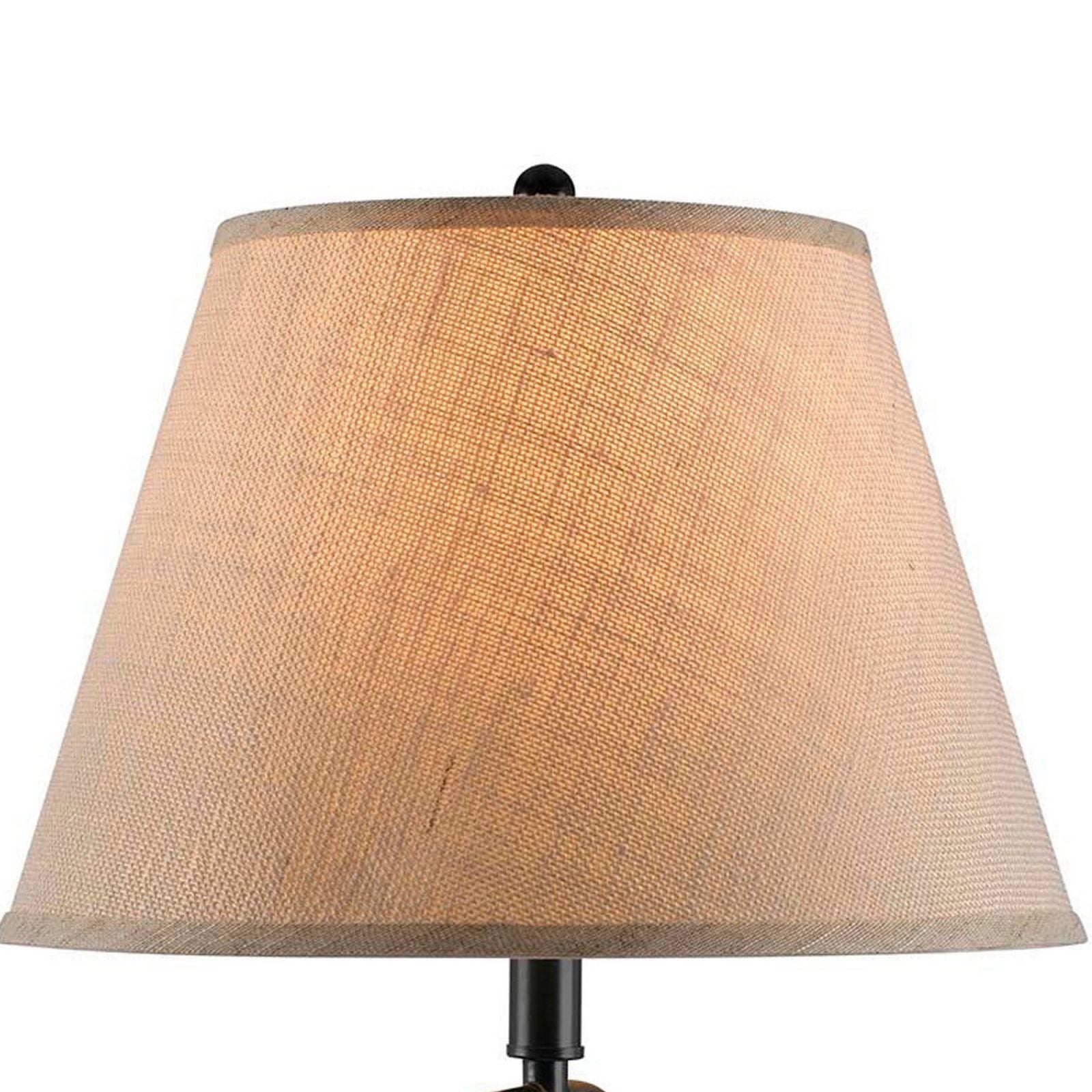 3 Way Metal Body Table Lamp With Swing Arm And Conical Fabric Shade, Black By Benzara