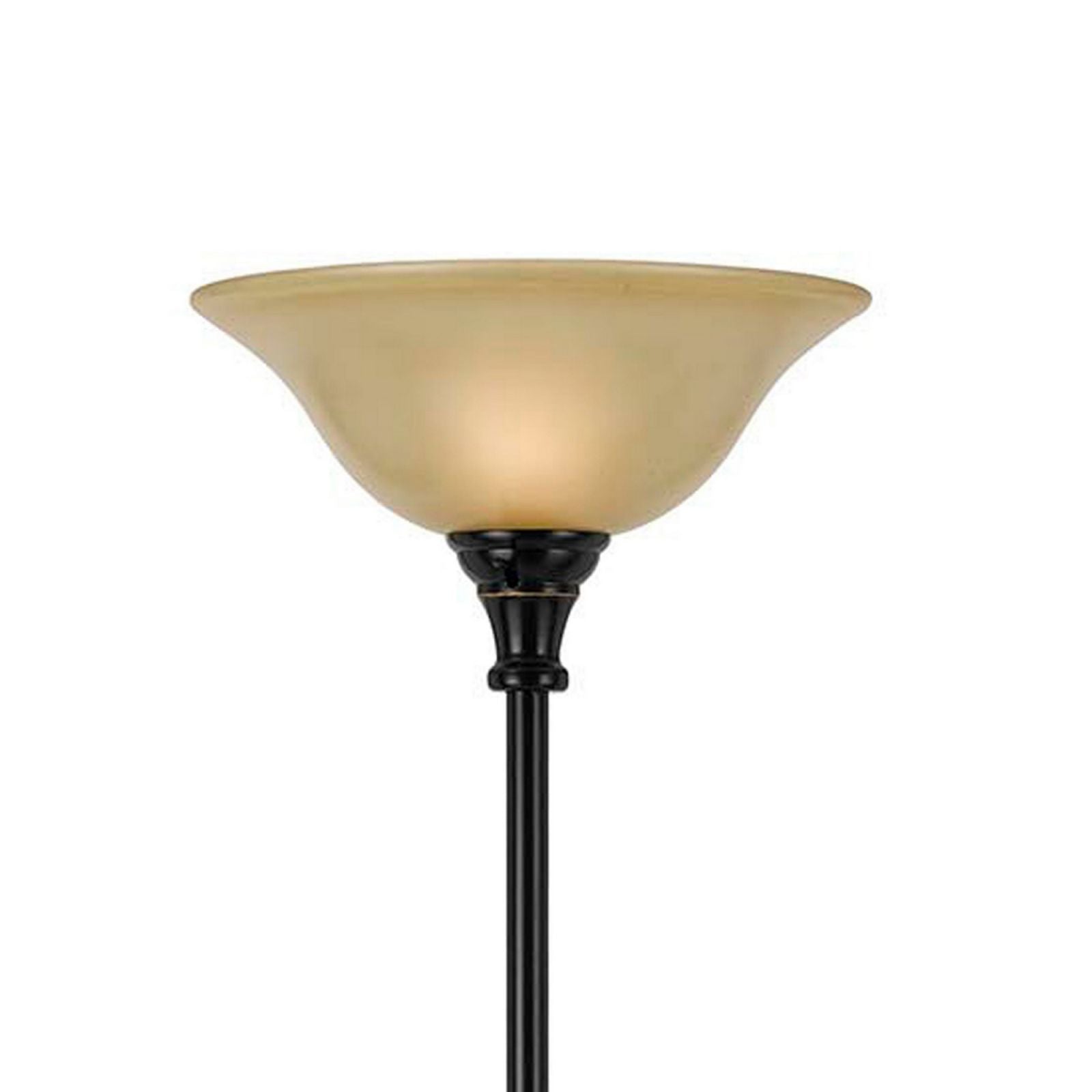Metal Body Torchiere Floor Lamp With Attached Reading Light, Black By Benzara