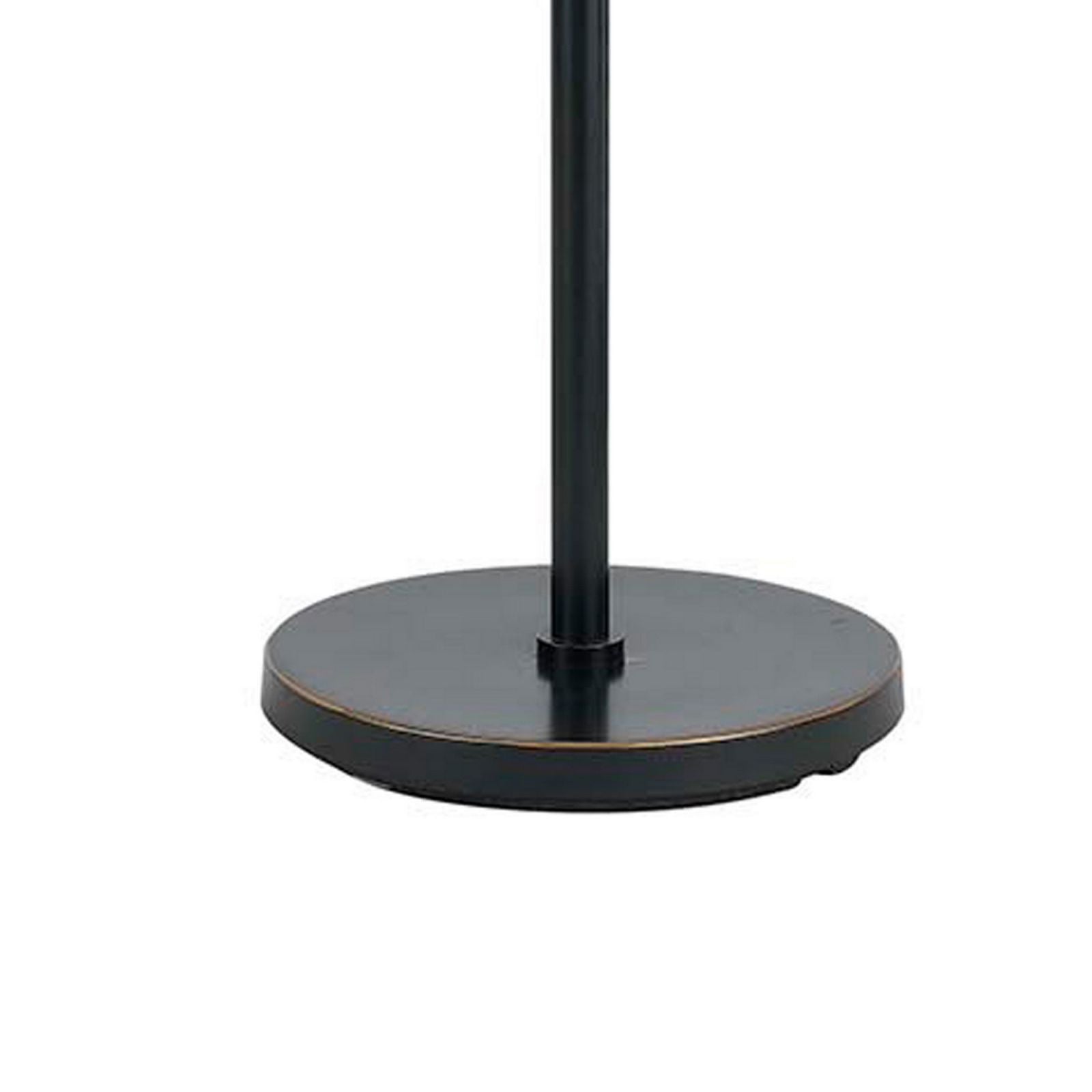 Metal Body Floor Lamp With Fabric Drum Shade And Pull Chain Switch, Black By Benzara