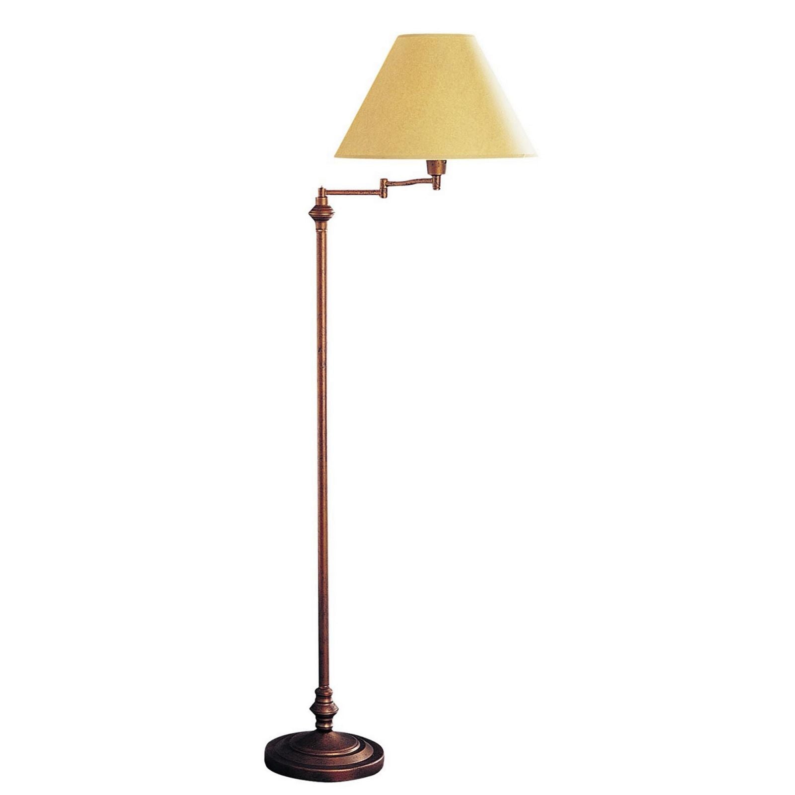 150 Watt Metal Floor Lamp With Swing Arm And Fabric Conical Shade, Bronze By Benzara