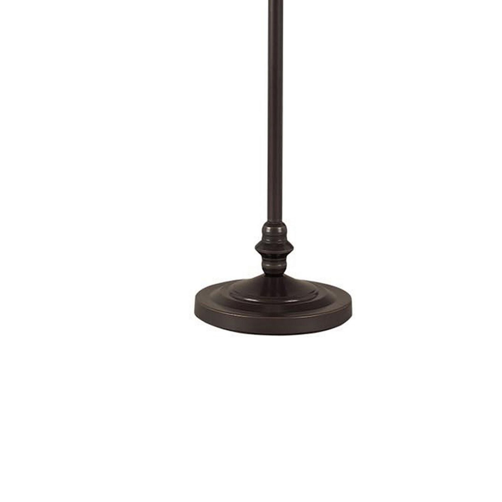 150 Watt 6 Way Metal Floor Lamp With Fabric Tapered Shade, Bronze By Benzara