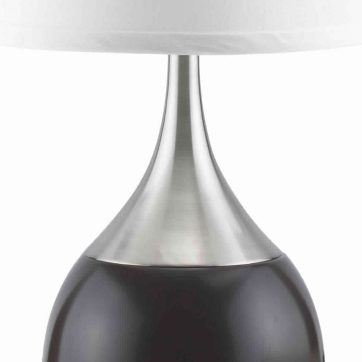 Metal And Fabric Table Lamp, Set Of 2, Black And White By Benzara