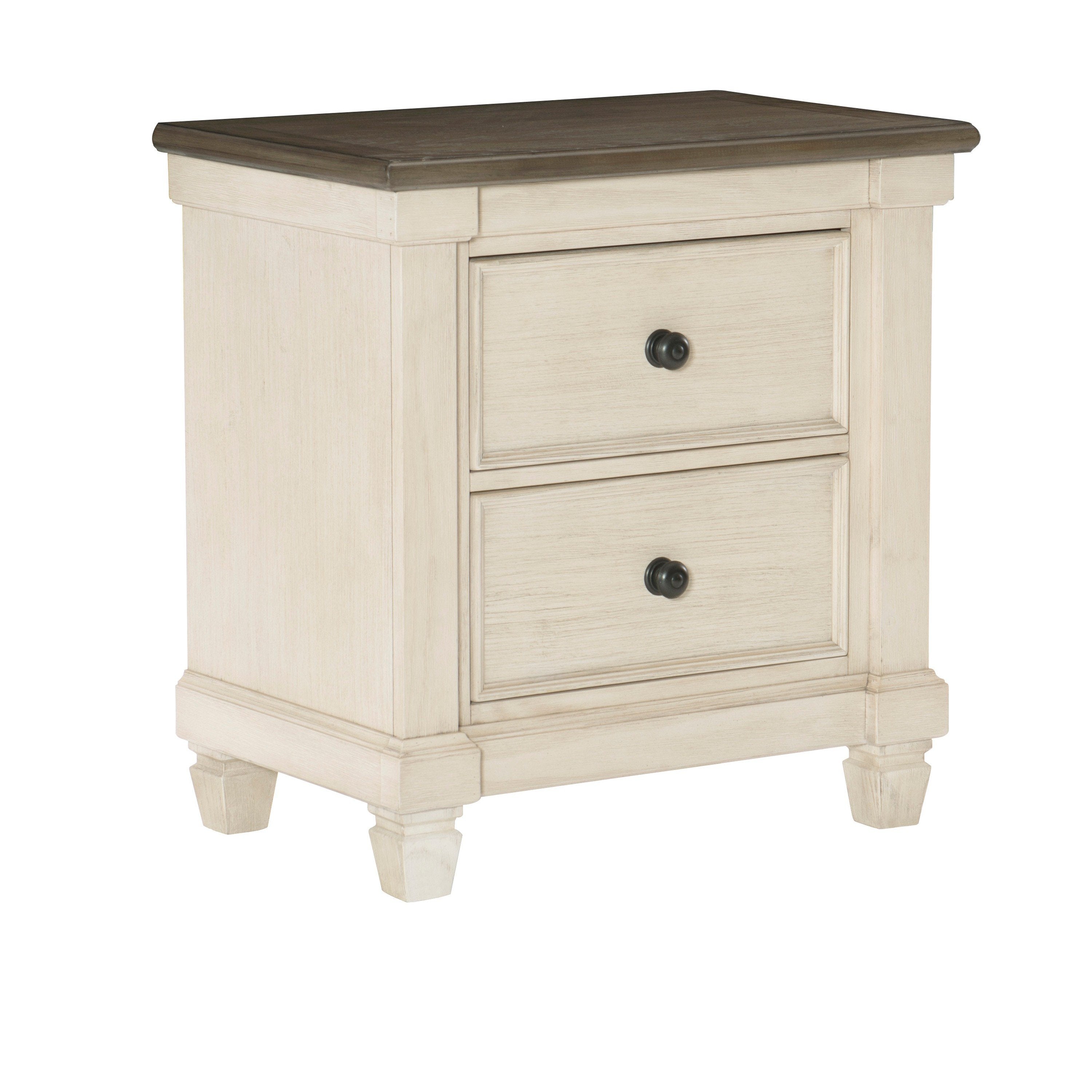 Benzara BM222645 2 Drawer Wooden Nightstand with Tapered Feet