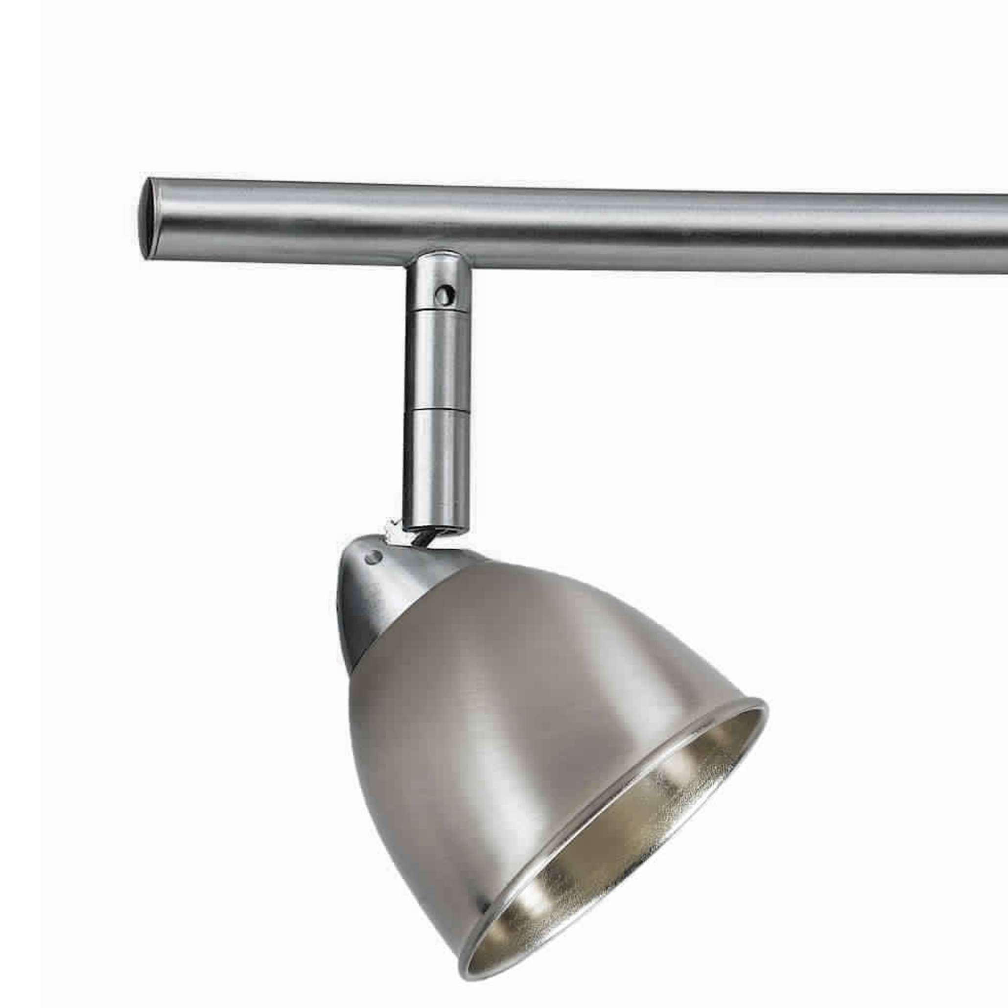3 Light 120V Metal Track Light Fixture With Round Shade, Silver By Benzara