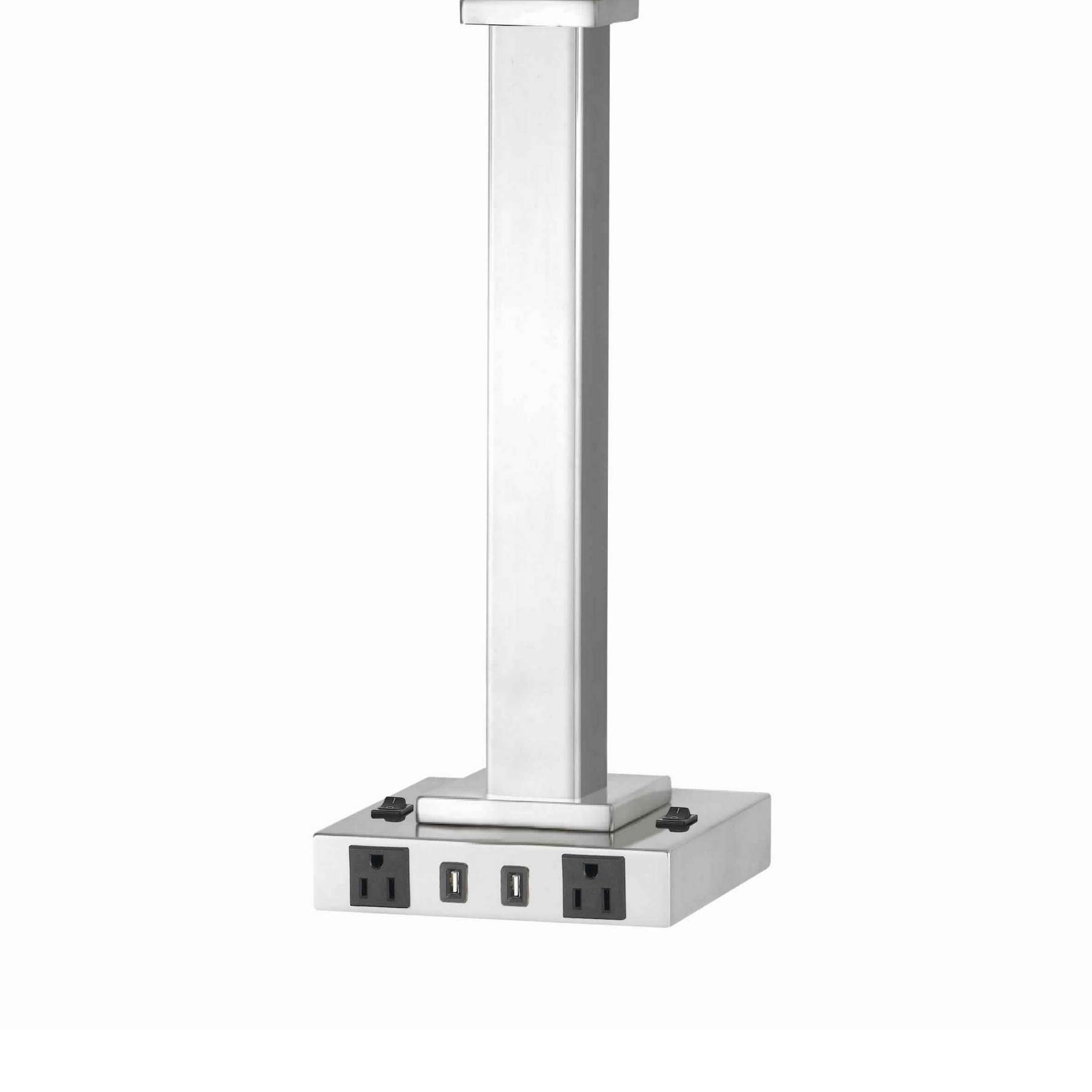 60 X 2 Watt Metal Night Stand Lamp With Tapered Shade, White And Silver By Benzara