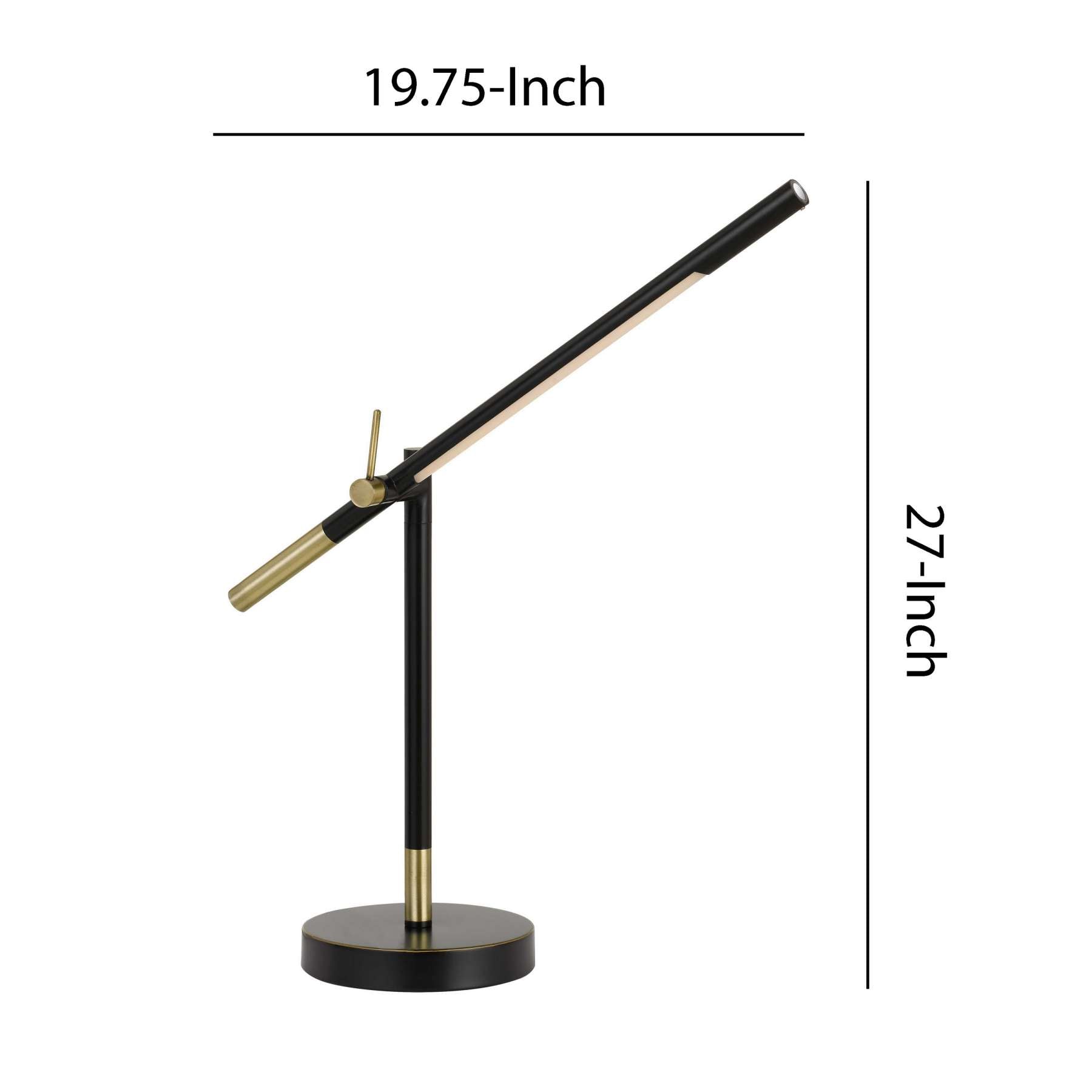 10W Integrated Led Dimmer Desk Lamp With Adjustable Height, Black By Benzara