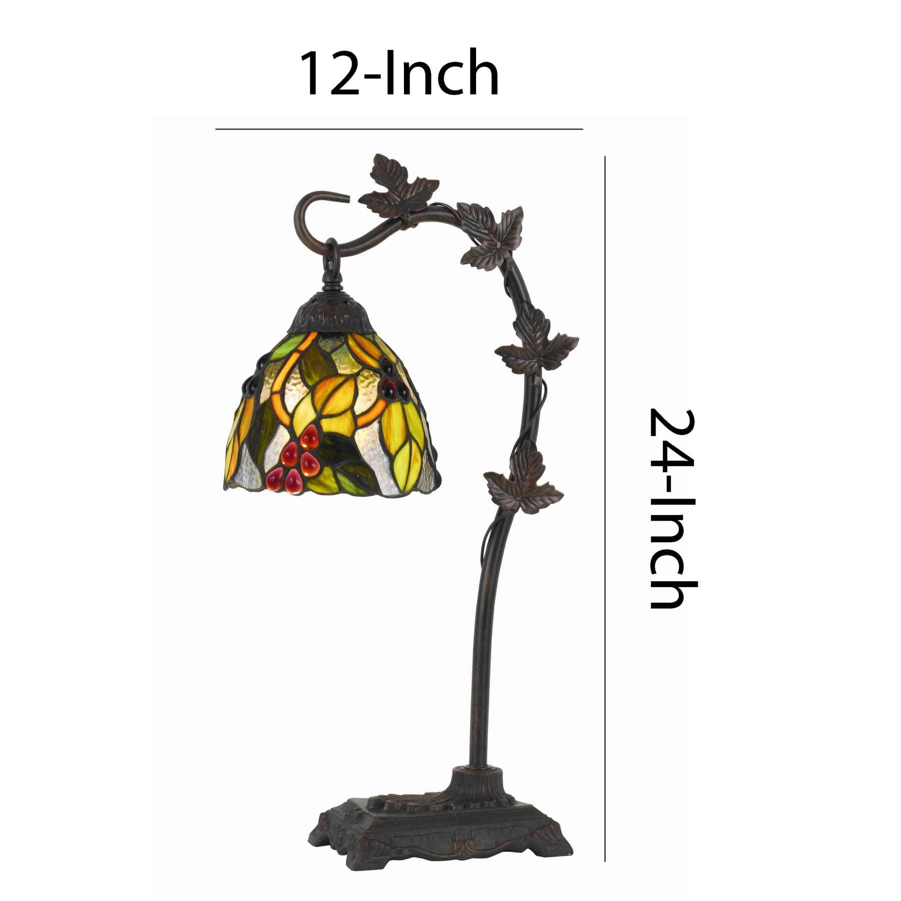 Hand Painted Table Lamp With Intricate Leaf Design Arched Base, Multicolor By Benzara