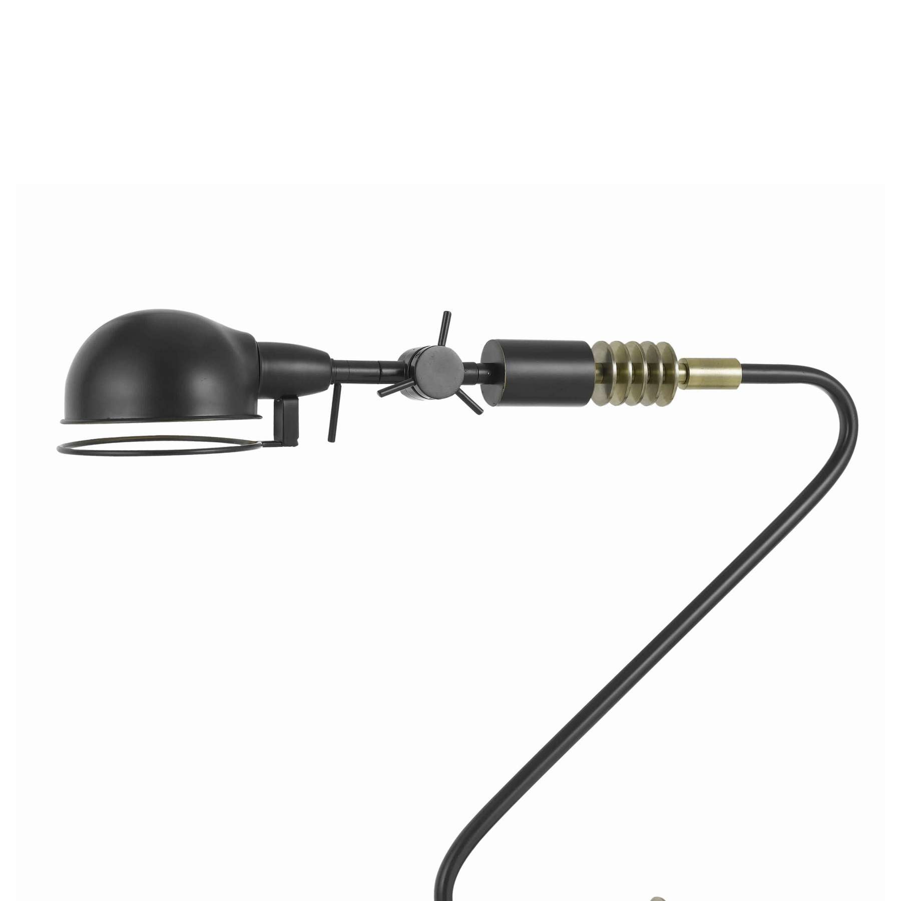 Adjustable Head Metal Desk Lamp With Curved Design Tubular Stand, Black By Benzara