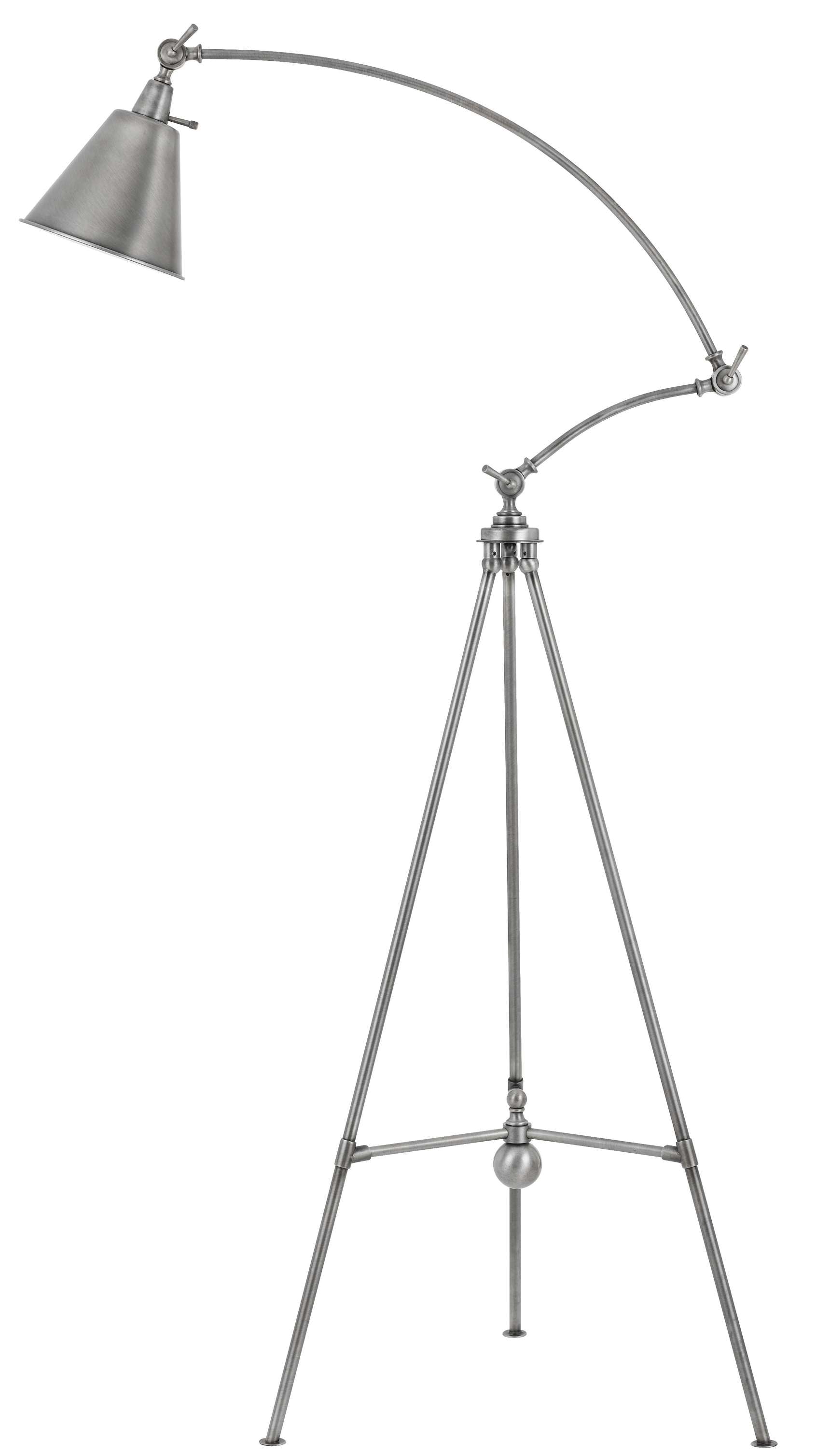 60 Watt Adjustable Metal Frame Tripod Floor Lamp, Antique Silver By Benzara