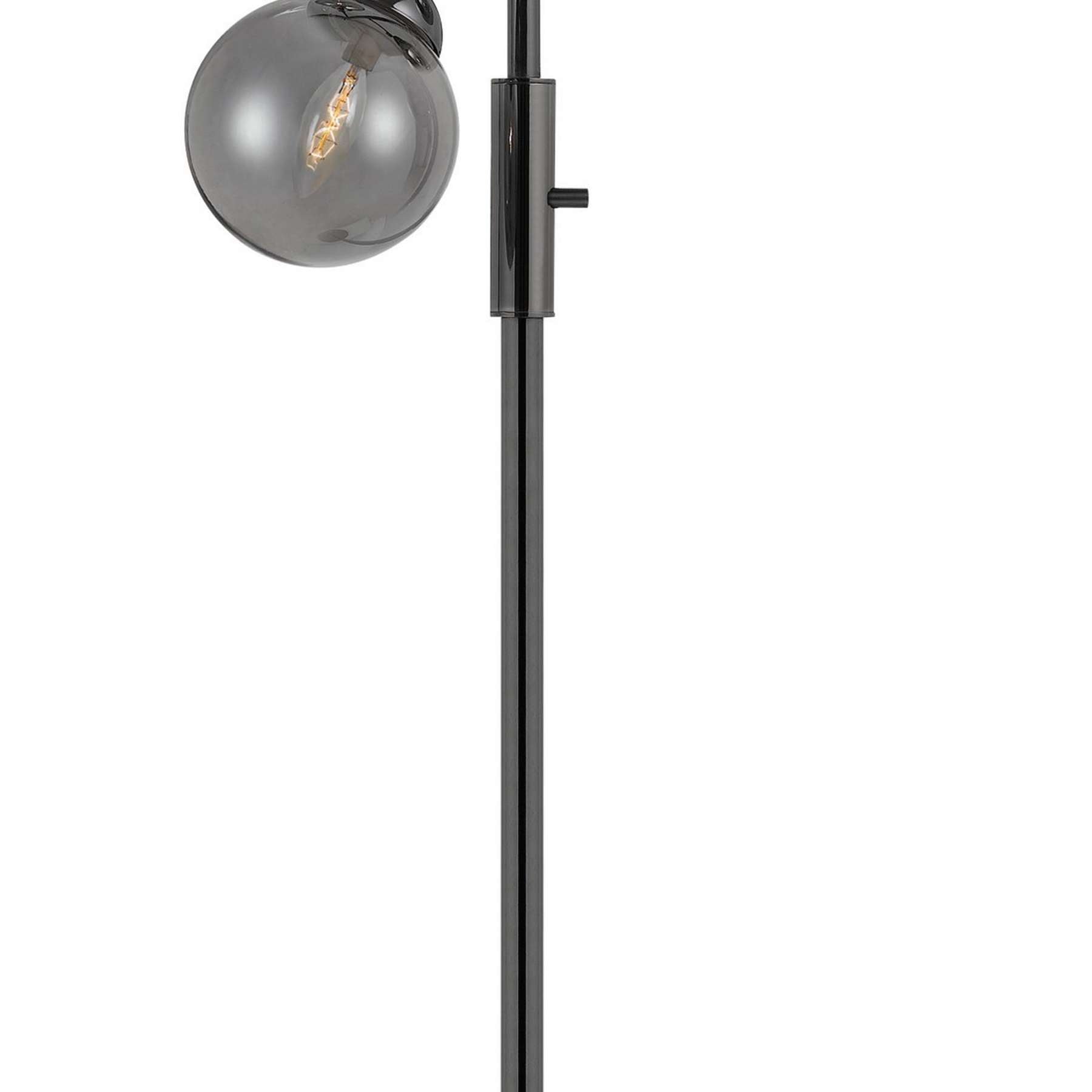 Industrial Metal Body Table Lamp With Three Glass Ball Shades, Black By Benzara