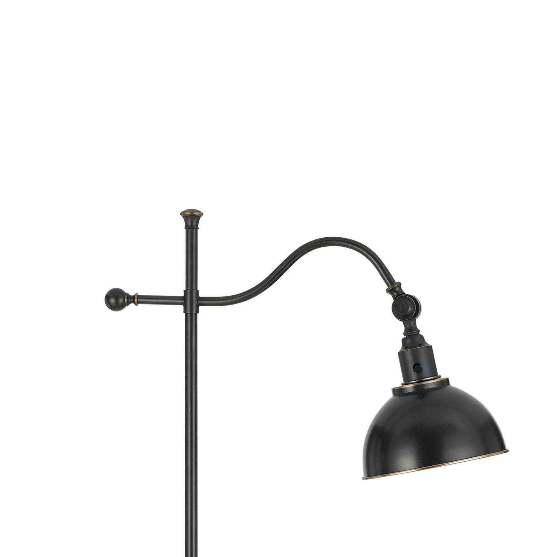 60 Watt Metal Lamp With Adjustable Pole And Bowl Shade, Black By Benzara