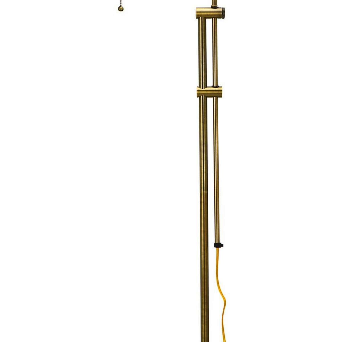 Metal Rectangular Floor Lamp With Adjustable Pole, Gold By Benzara