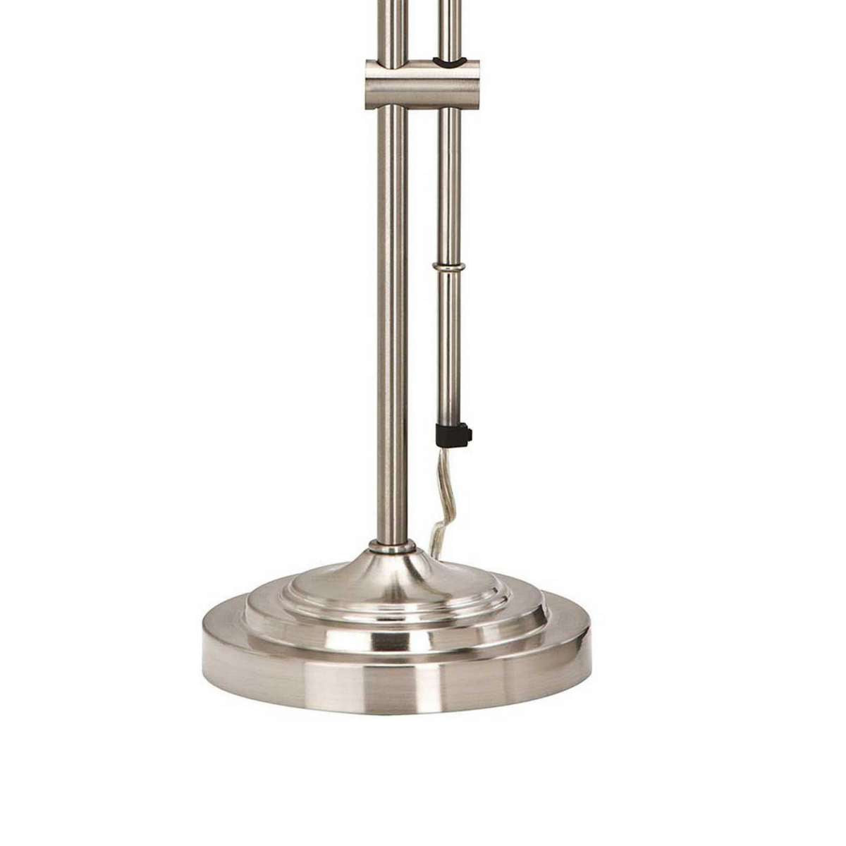 Metal Rectangular Desk Lamp With Adjustable Pole, Silver By Benzara