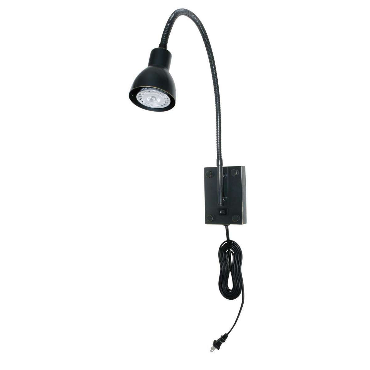 Metal Round Wall Reading Lamp With Plug In Switch, Black By Benzara