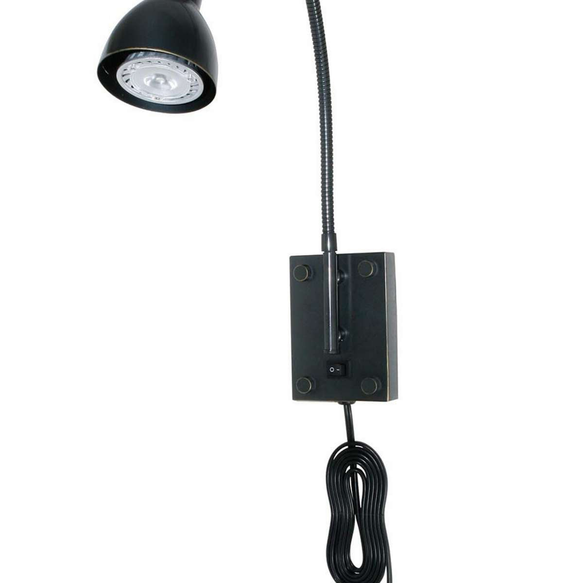 Metal Round Wall Reading Lamp With Plug In Switch, Black By Benzara