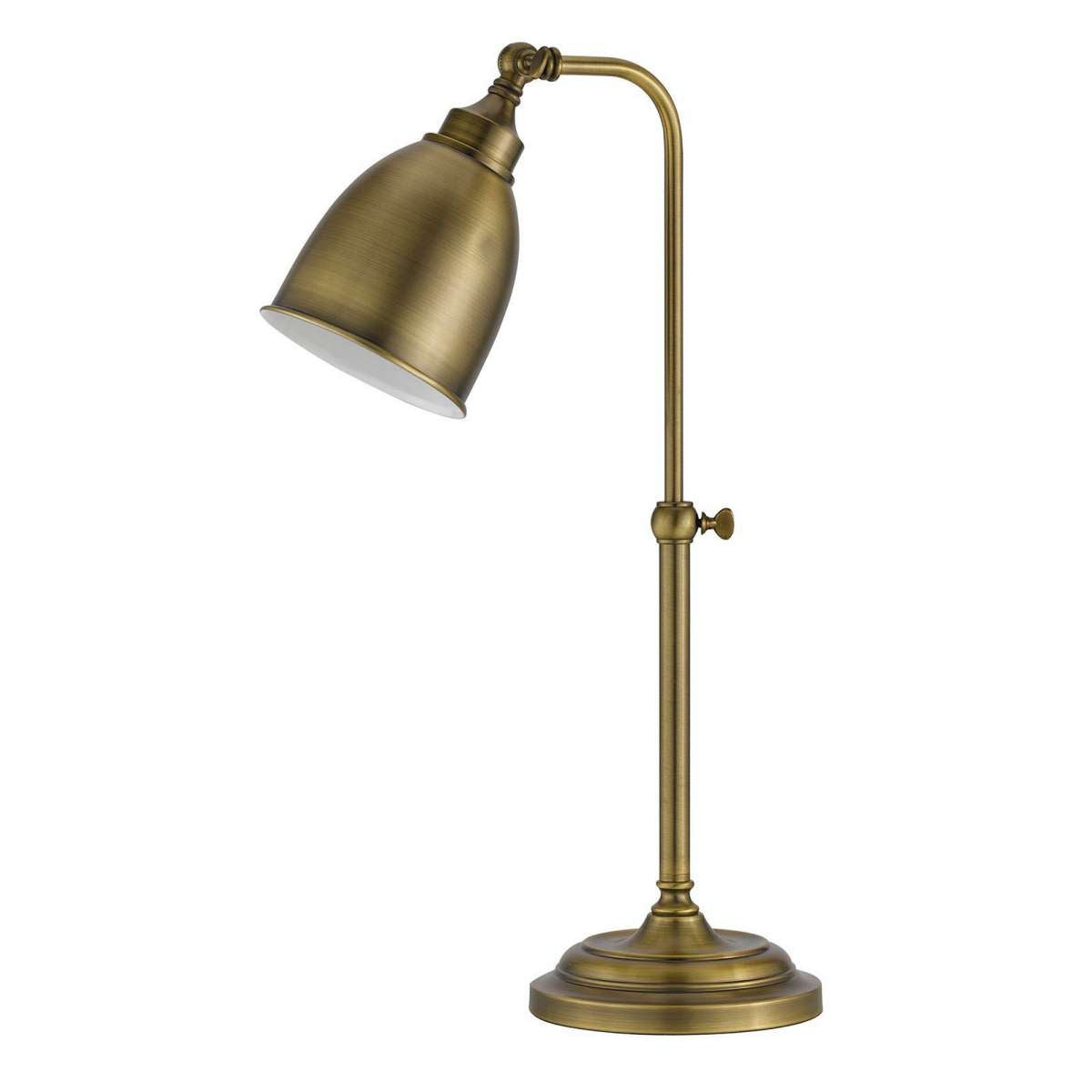 Metal Round 25" Table Lamp With Adjustable Pole, Antique Bronze By Benzara