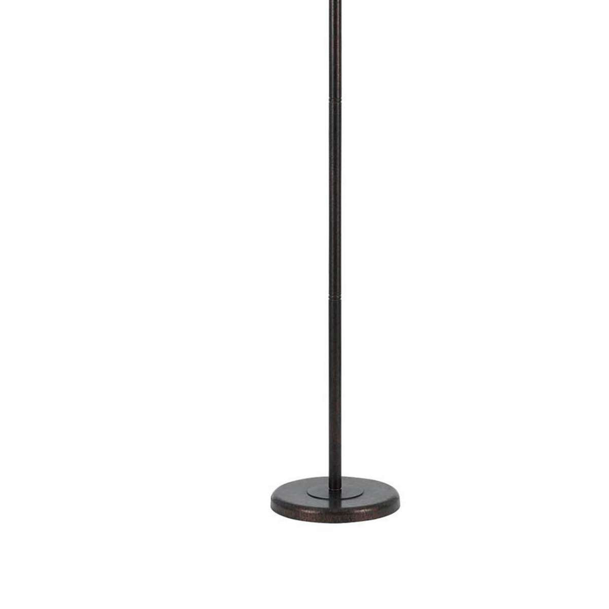 Metal Round 3 Way Torchiere Lamp With Frosted Glass Shade, Bronze And Gold By Benzara
