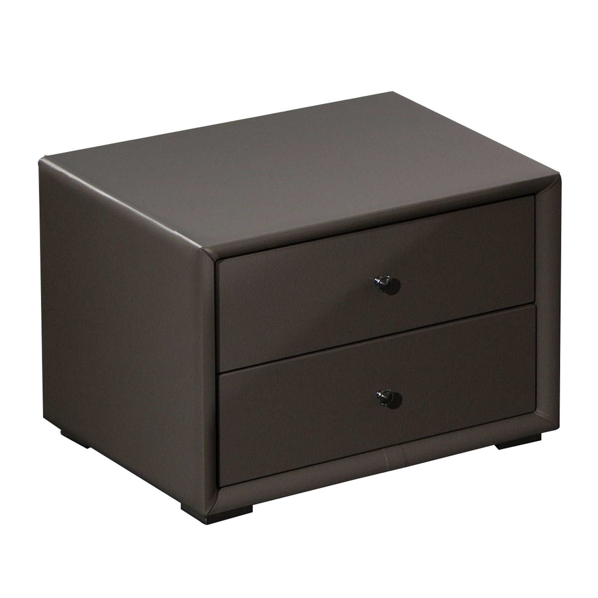 Benzara BM226959 Leatherette Wooden Nightstand with 2 Drawers