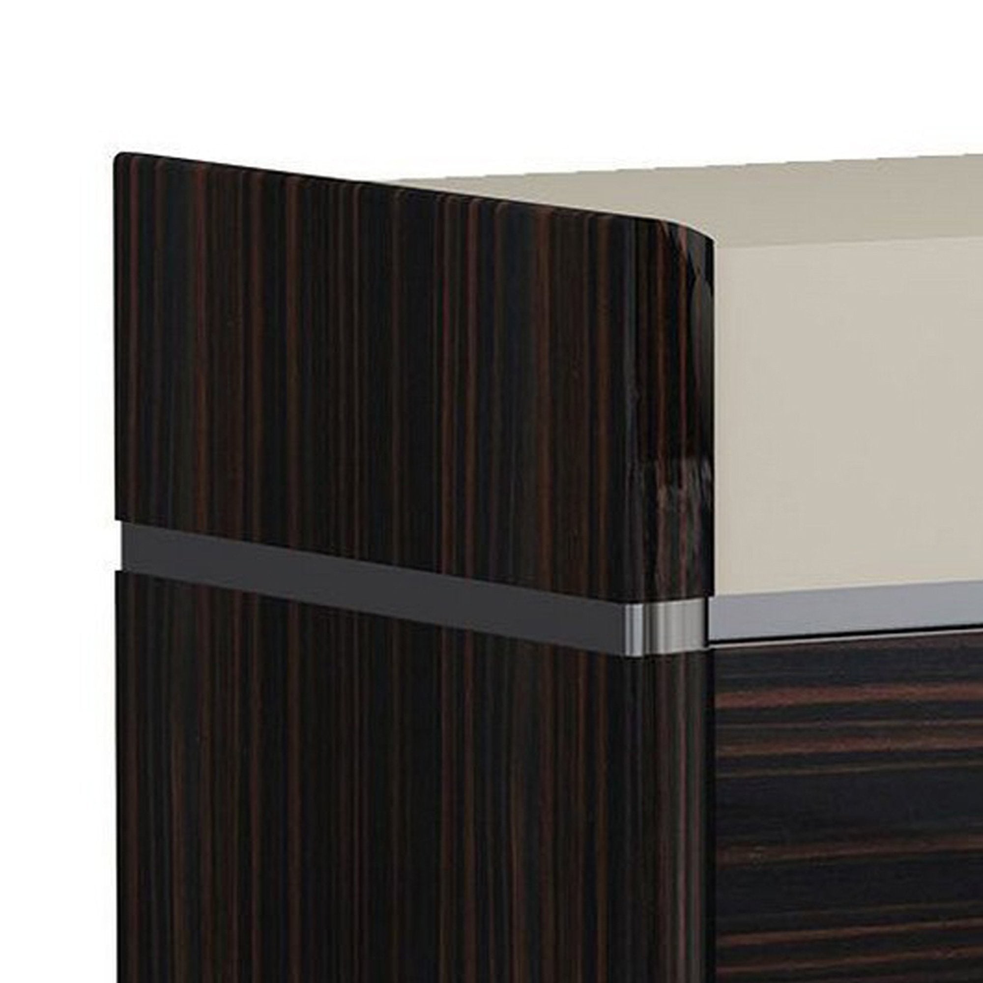 Benzara BM226961 2 Drawer Nightstand with Grain Details and Plinth Base
