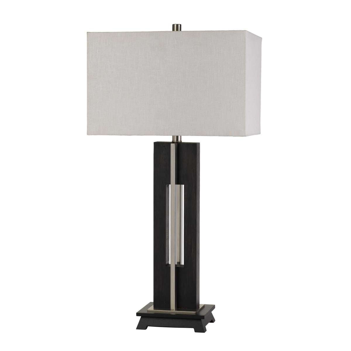 33" Metal Table Lamp With Sturdy Base, Black And White By Benzara