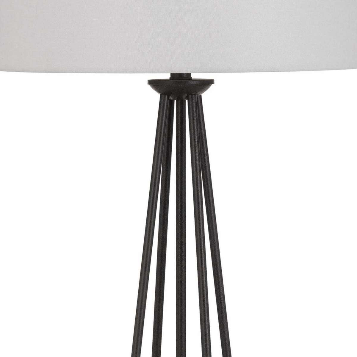 31.25" Metal Table Lamp With Drum Style Shade, Black And Brown By Benzara