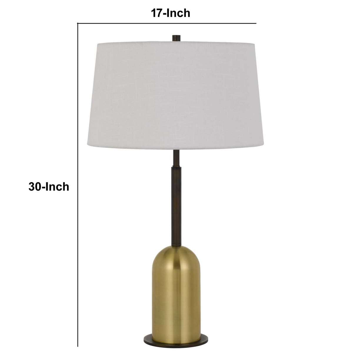 30" Metal Desk Lamp With Drum Style Shade, Brown And Gold By Benzara