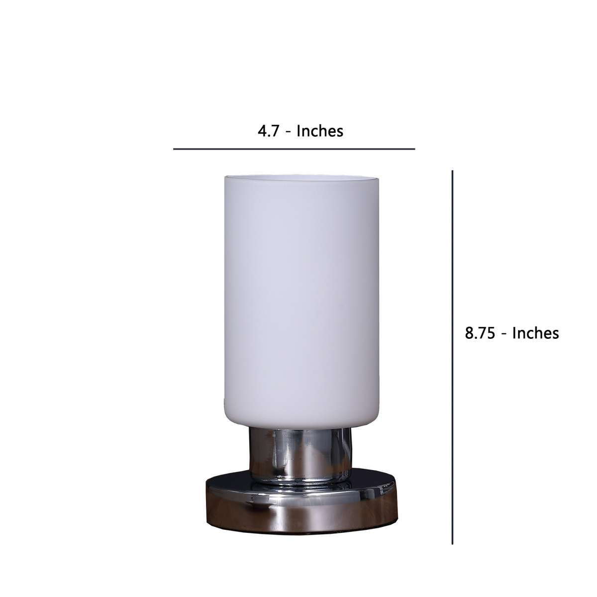 Cylindrical Glass Shade Table Lamp With Touch Switch, White By Benzara