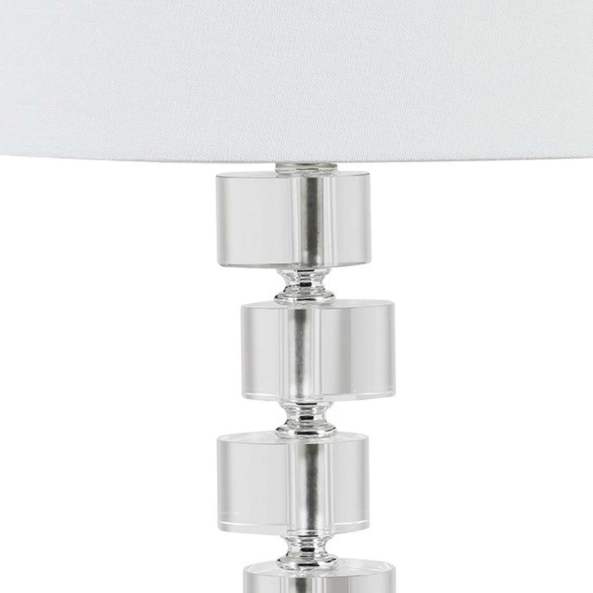 Table Lamp With Zig Zag Crystal Cube Accents, Silver By Benzara