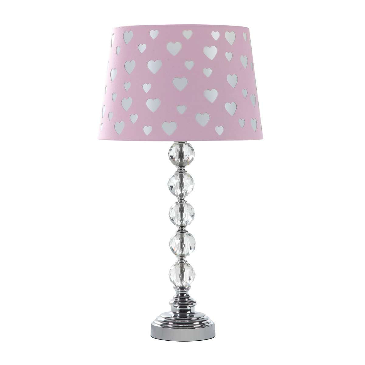 Table Lamp With Orb Stacked Base And Heart Shade, Silver By Benzara