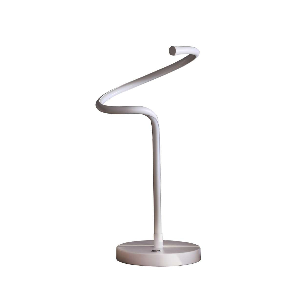 Table Lamp With Metal Curved Integrated Led, Matte White By Benzara