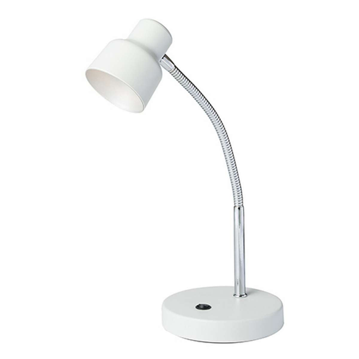 Table Lamp With Adjustable Goose Neck And Shade, White By Benzara