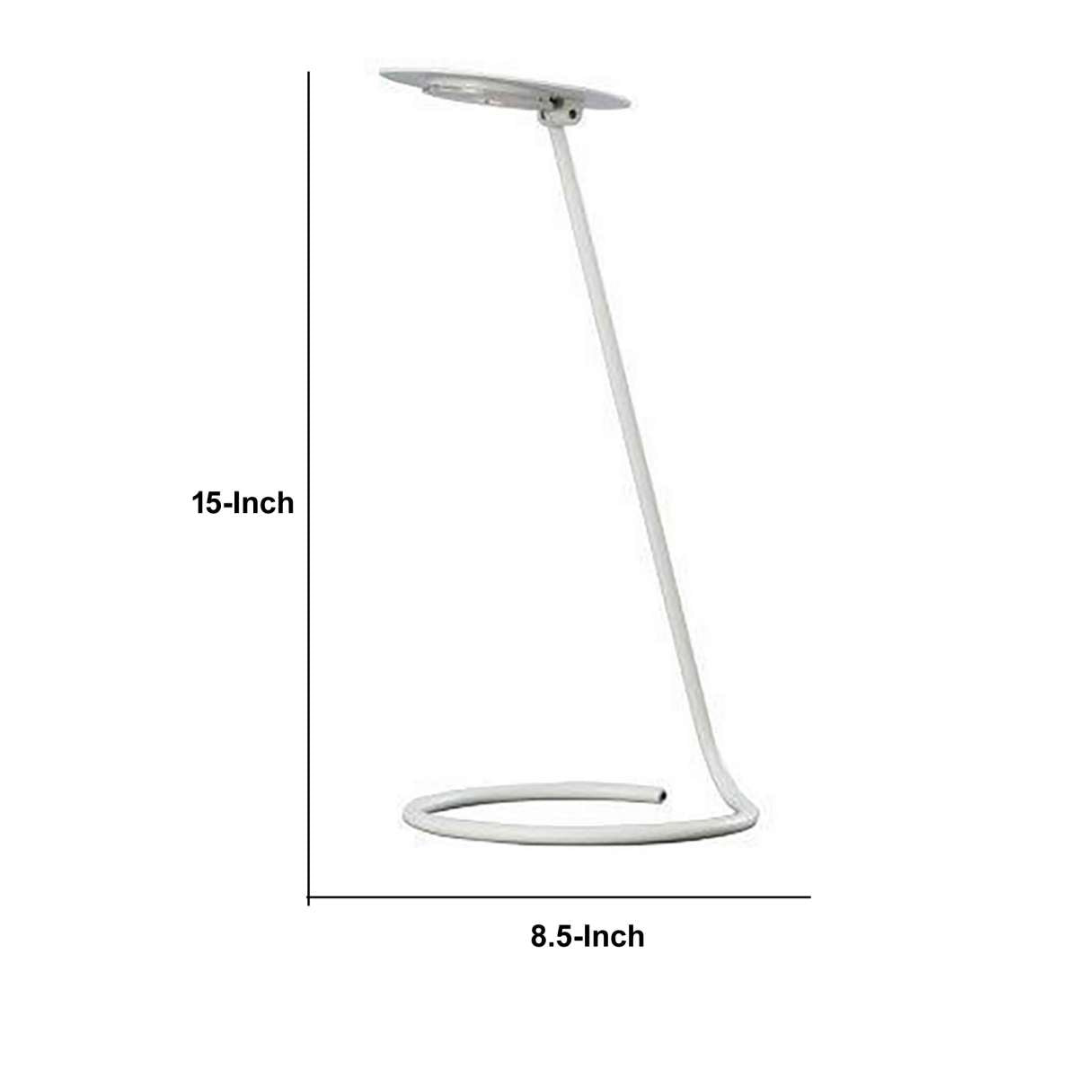Desk Lamp With Pendulum Style And Flat Saucer Shade, White By Benzara