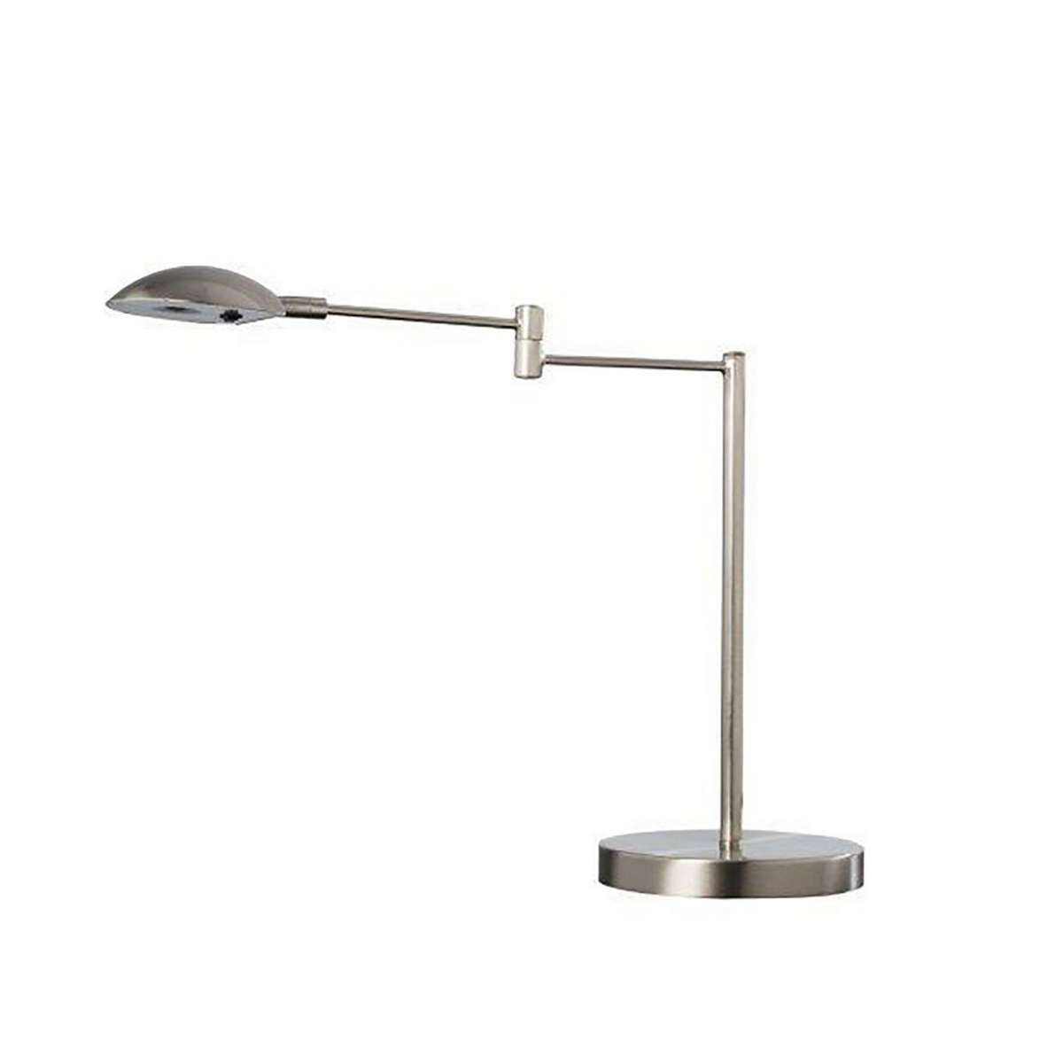 Desk Lamp With Adjustable Swing Metal Arm, Silver By Benzara