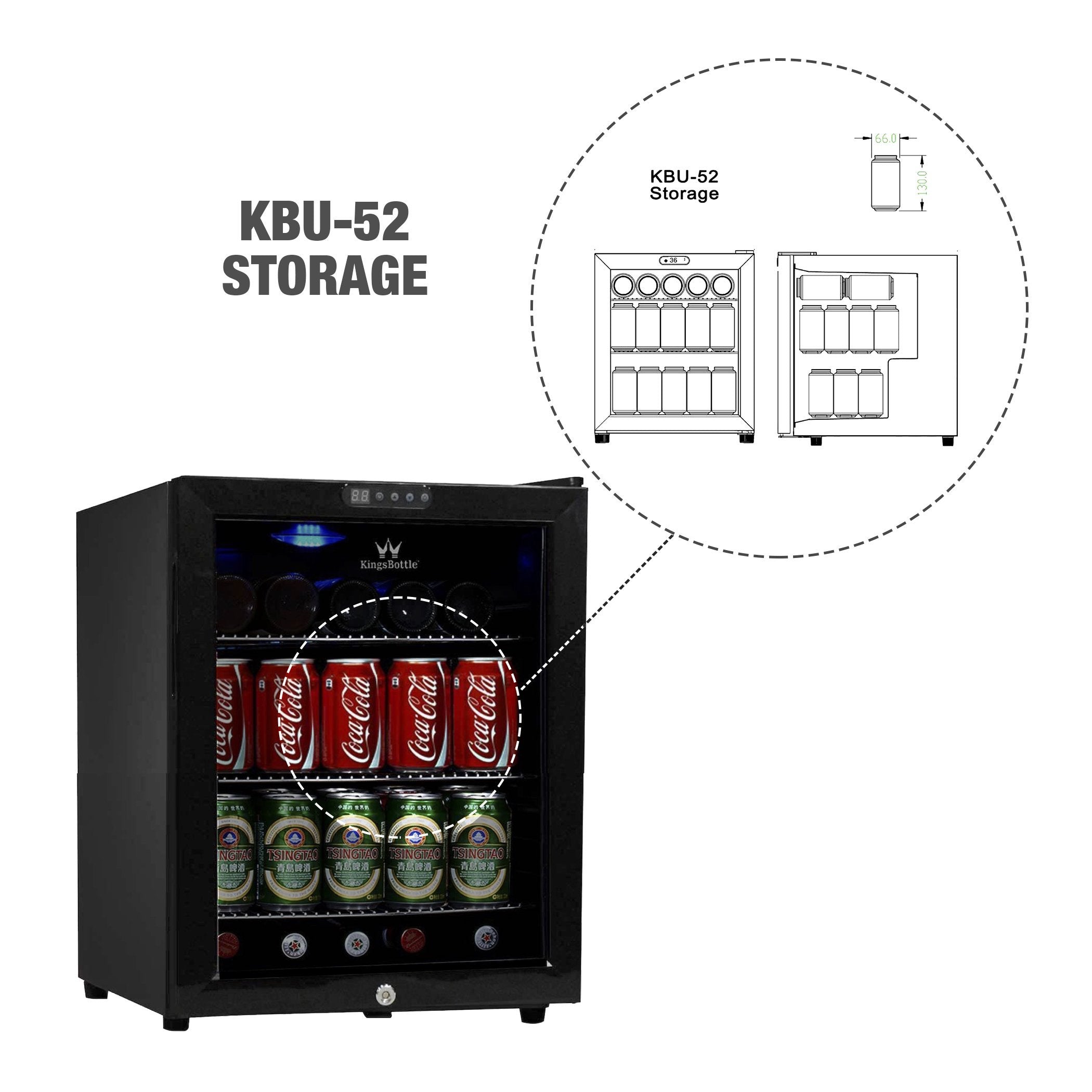 KingsBottle KBU-52-BP 45 Can Compressor Mini Bar Fridge