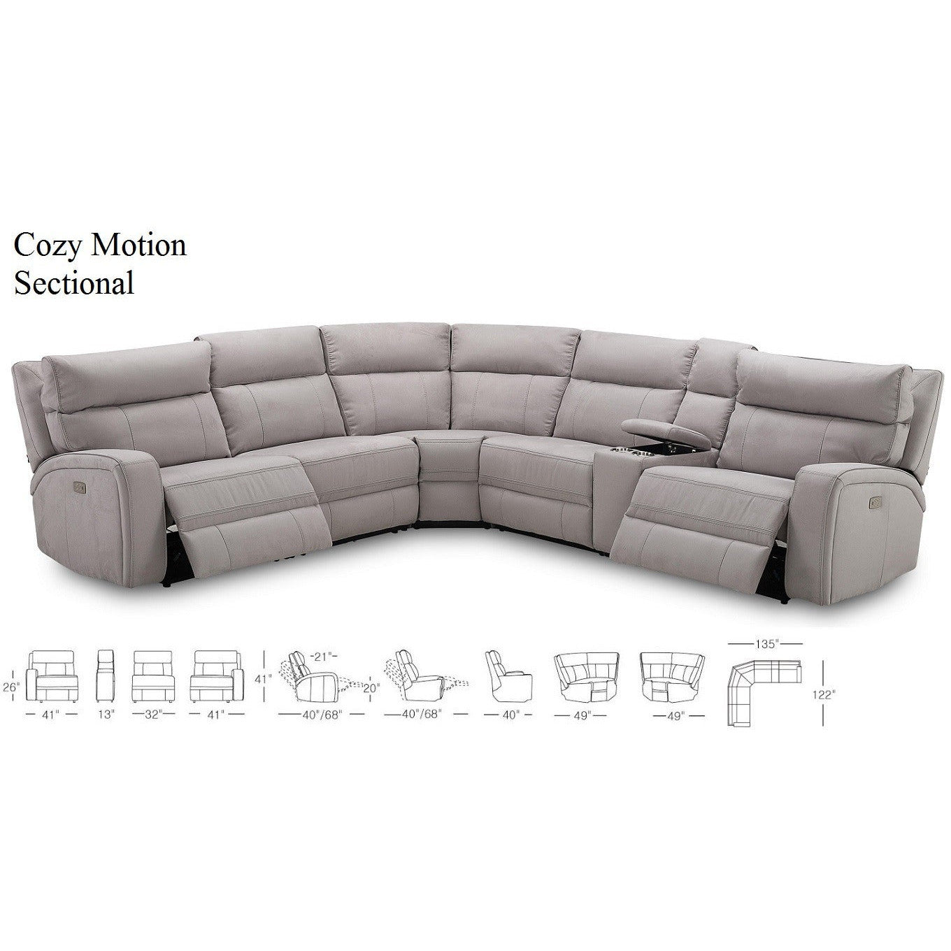 J&M Furniture Cozy 6Pc Motion Sectional