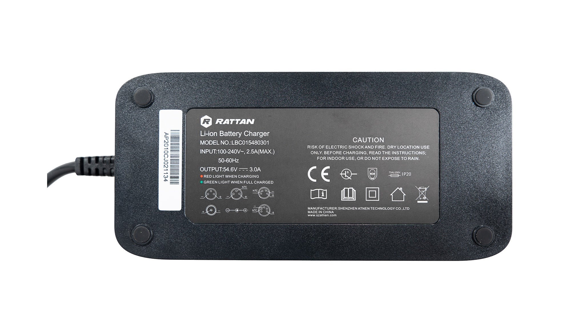 Rattan LM/LF Battery Charger 48V 3A (With 3-pin plug connector)